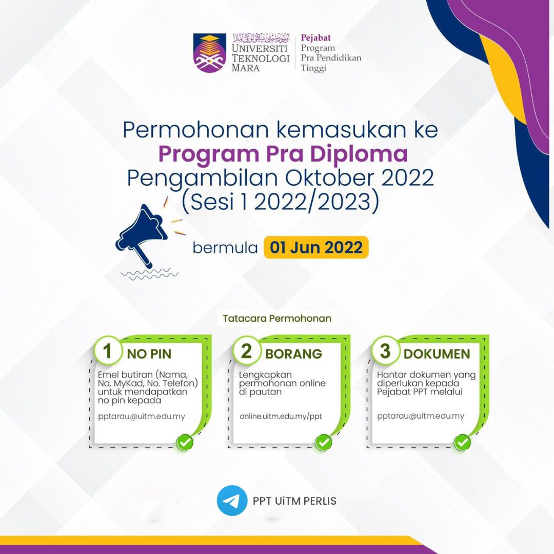 Permohonan kemasukan ke Program Pra Dploma Pengambilan Oktober 2022 (Sese 1 2022/2023)